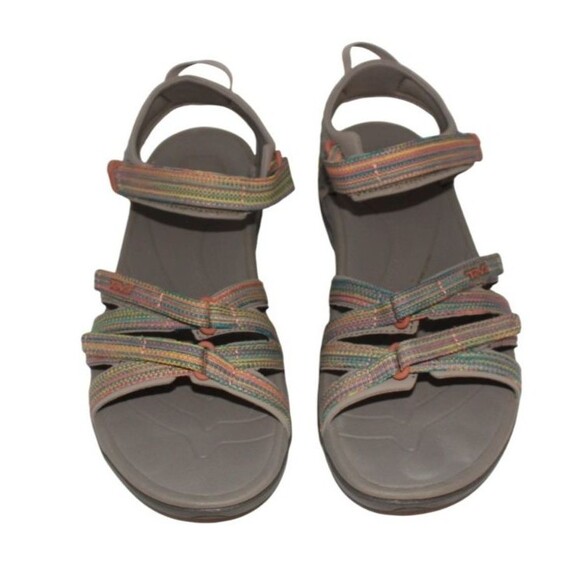 Teva Womens Tirra 4266 Sandals Ankle Strap Adjustable Hook & Loop GREY/PINK Sz10 - Picture 1 of 13